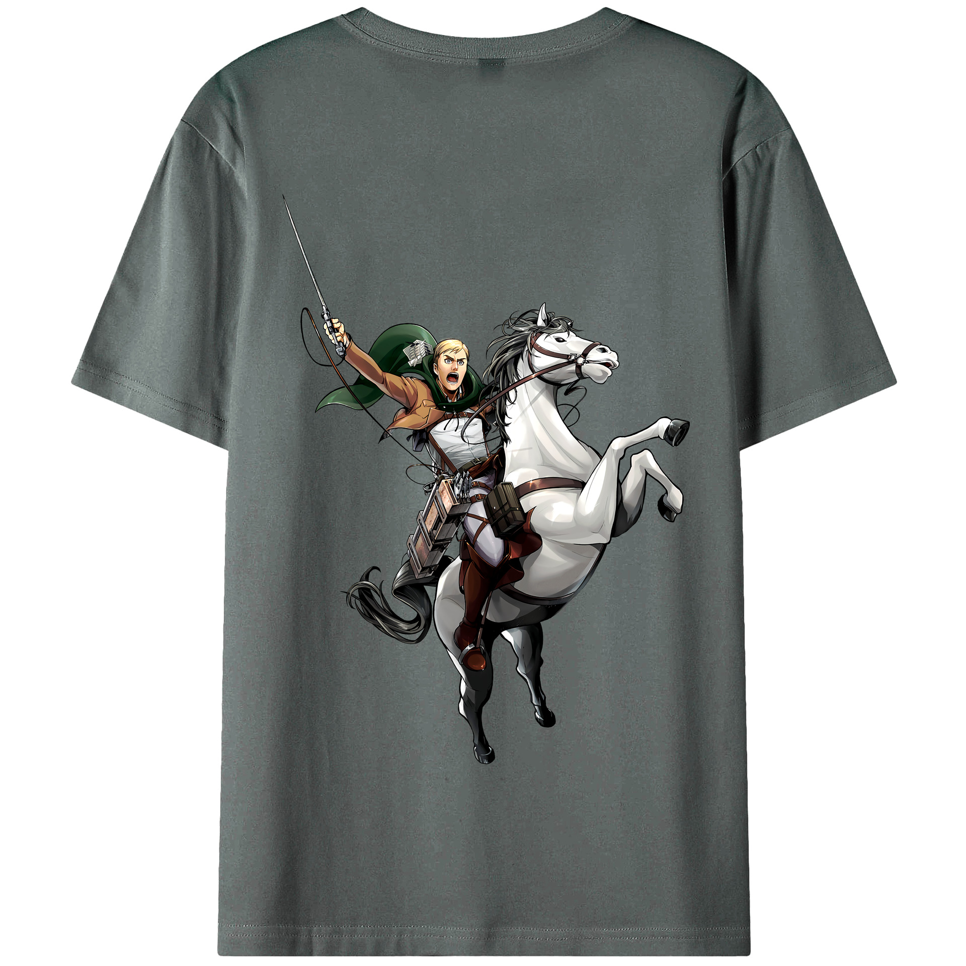（画像用） 進撃の巨人 エルヴィン・スミス Attack on Titan Erwin Smith 綿100％半袖Tシャツ（背面プリント）